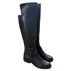 Nine West Boots Womens Tall Riding Over The Knee Black Leather Zip US 8 M